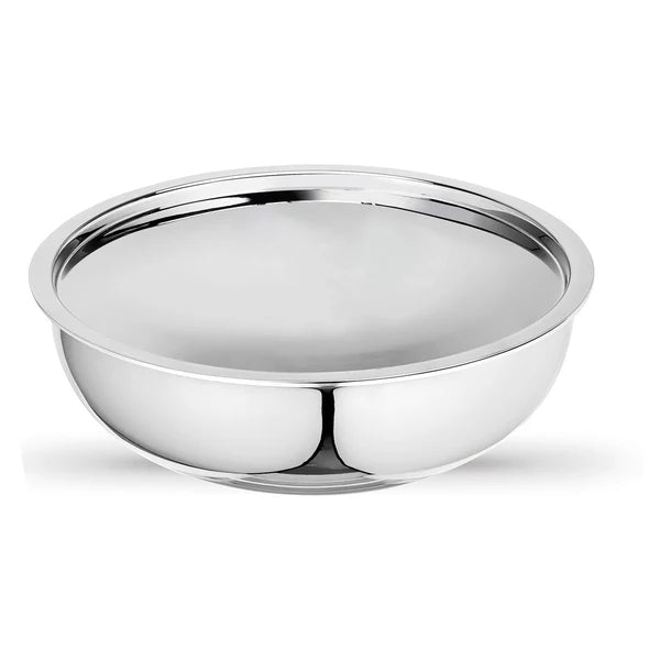 SignoraWare Artista 4.6 litres Triply Induction Shallow Tasla Kadai, Kadhai for Cooking |Cookware Handi with Lid, Stainless Steel Pot, Compatible-Gas Electric Halogen Induction (28 Cm/4600ml, Silver)