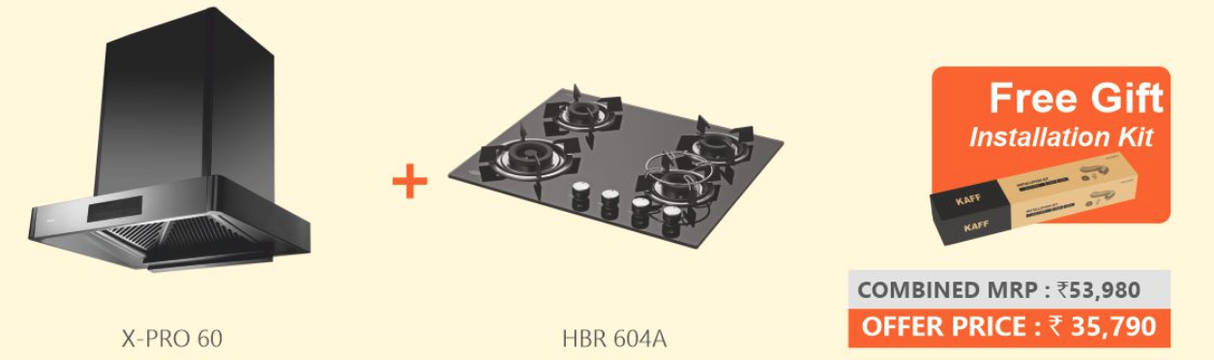 KAFF XPRO 60 Kitchen Chimney & KAFF HBR 604 A Built In Hob