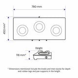 3 Burner Matte Finish Glass Gas Stove with High Flame Brass Burner (CT1038SLCPBLMG)