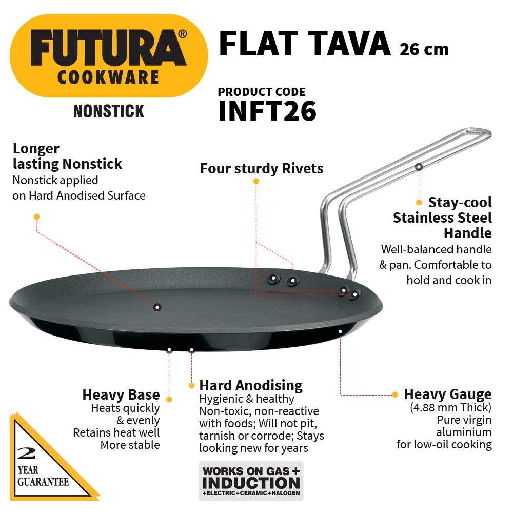 Hawkins Futura 26 cm INFT26 4.88 mm Nonstick Griddles Flat Tava