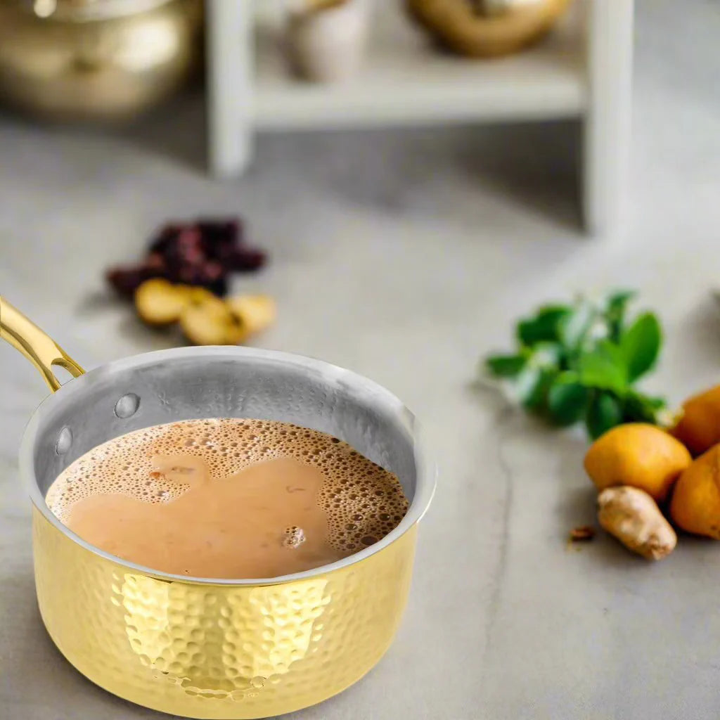 Glitter Brass Cooking Sauce Pan 1500ml