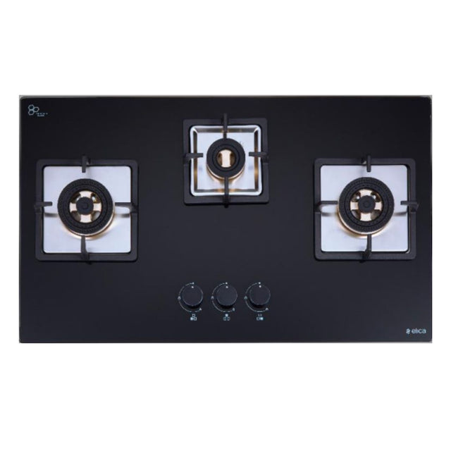 Elica 3 Burner Hobtop IND FLEXI FB 375 DX DFS DIrect Flame Technology, Full Brass Burner  