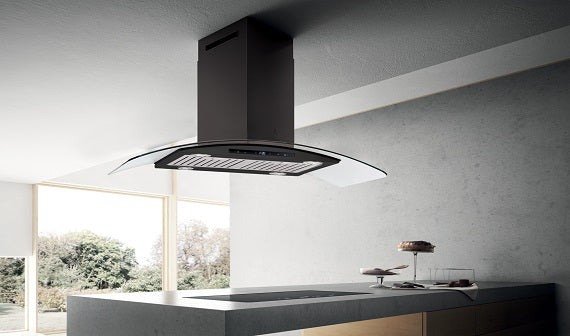 Elica Ismart  Glace Trim BF Island LTW 90 Nero, 90cm, with Motion Sensor and Touch Interface