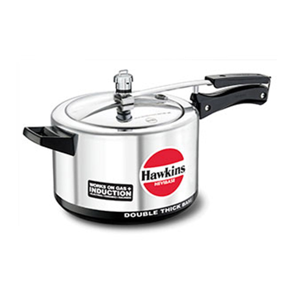 Hawkins Hevibase Pressure Cooker 5 Litre: IH50 with Hawkins Genuine 2 Gasket & 2 Safety Valve