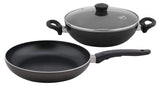 Nirlep Non Stick Fry Pan 24 Cm & Kadhai 24 Cm with Lid Set , 2.5 mm-IRGS 05