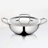 Borosil 2.8 L Stainless Steel Deep Kadhai with Lid, Impact Bonded Tri-Ply Bottom