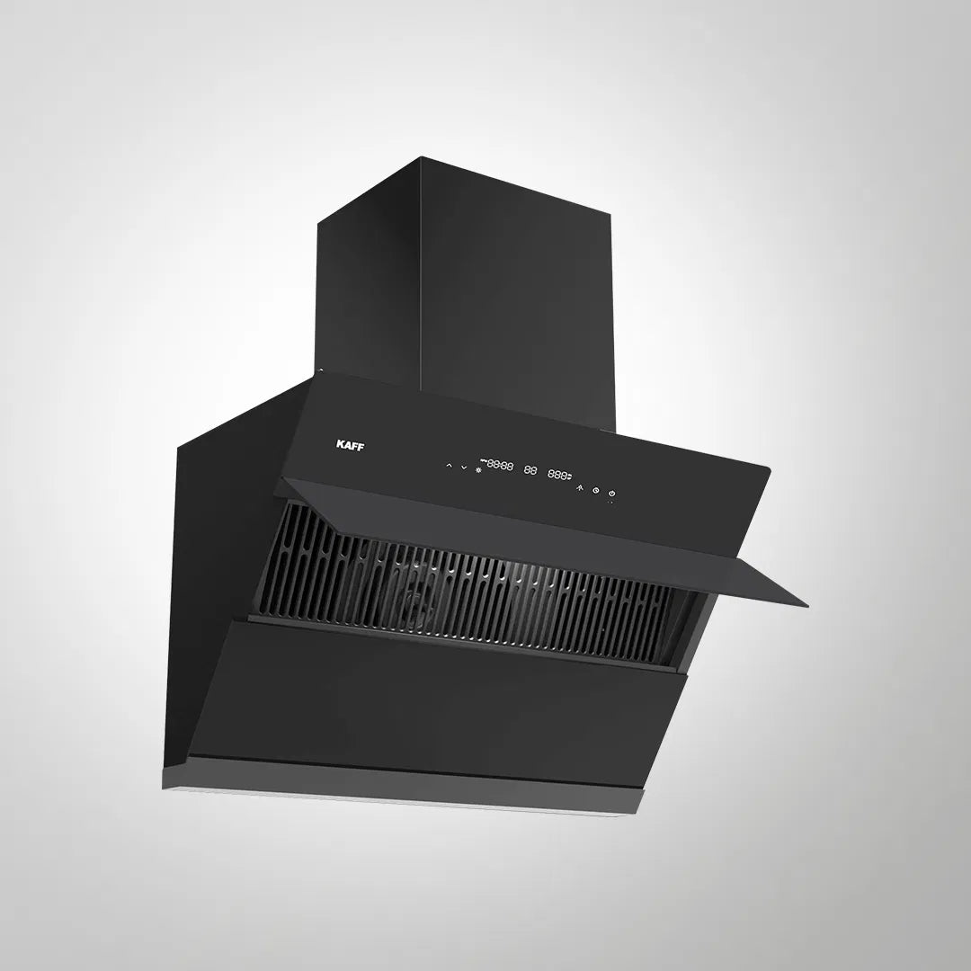 ALBURY Super 75 DC Filterless Smart Chimney | 75 cm Wall-Mounted, 1480 m³/hr, Auto Clean, Gesture Control, Matte Black Glass