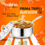 Prima Triply Kalash Saucepan With Lid – 1.7L, 16cm
