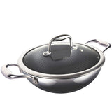 Alda Nero Tri-Ply Stainless Steel Non-Stick Wok Pan Kadhai 20 cm (1.7 LTR) with Glass Lid