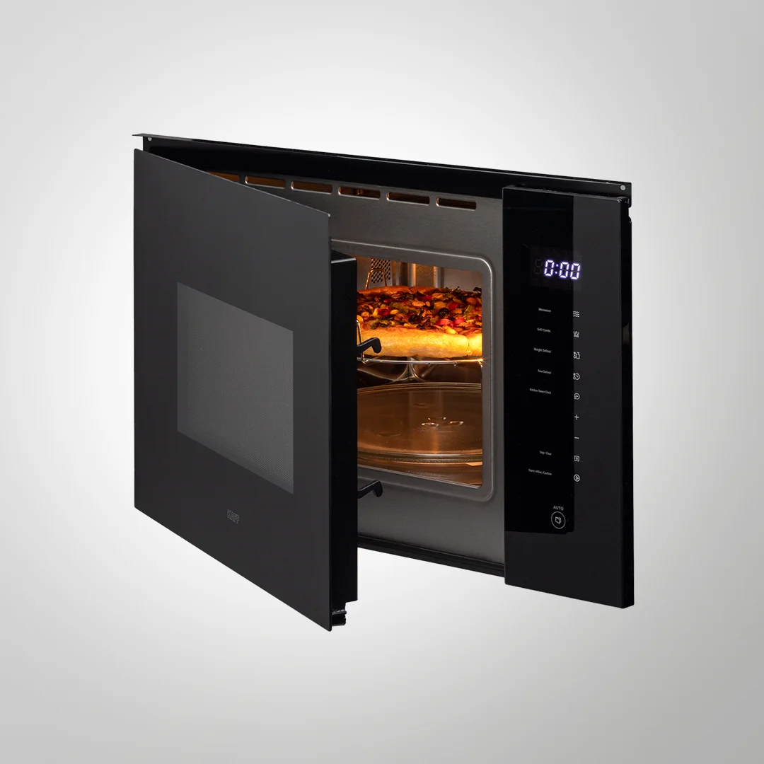 KAFF KMW HN 6 BLK Full Black Tempered Glass Finish With Touch Control Capacity 28L Built In Microwave