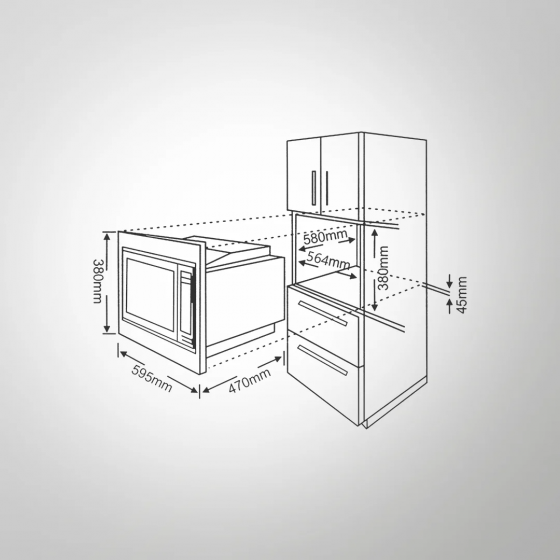 KAFF ALBURY 75-DC Kitchen Chimney & KAFF INF 783 Built In Hobs & KAFF KOV 73 MRFT Built In Oven & KAFF KMW HN 6 BLK Built In Microwave