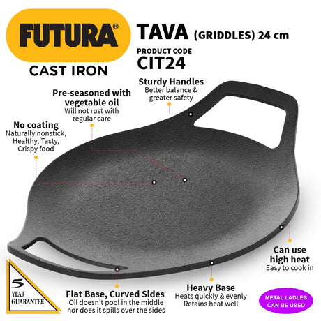 Futura Cast Iron Tava 24 Cm (CIT24)