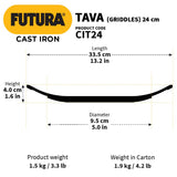 Futura Cast Iron Tava 24 Cm (CIT24)