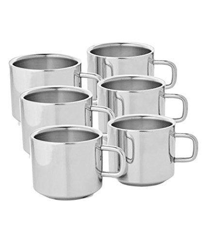 Superior Stainless Steel Double Walled Tea Cup (Set Of 6)