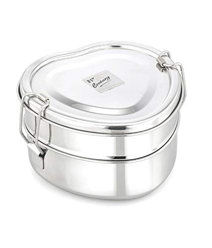 JVL Stainless Steel Double Layer Heart Lunchbox - Small