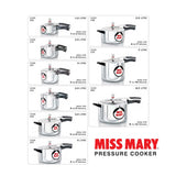 Hawkins Miss Mary Pressure Cooker 1.5 Litre: MM 15 with Hawkins Genuine 2 Gasket & 2 Safety Valve