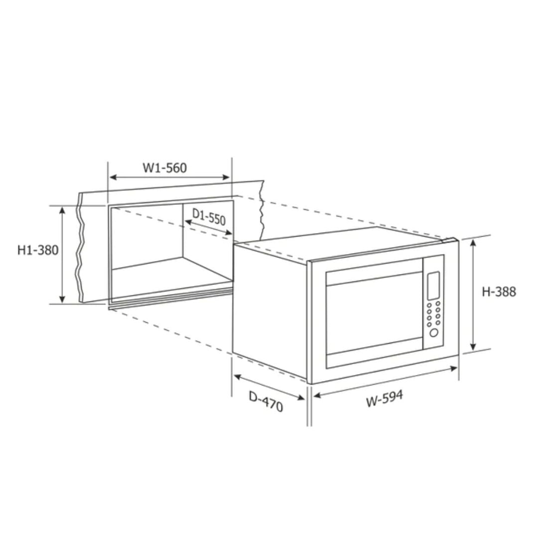 Glen Microwave Oven 674 with Convection Jog wheel Control 25 Ltr