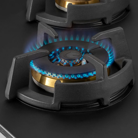 KAFF MSM 104 Full Brass 4 Burner High Efficiency Burners with FFD Thick Premium Frosted Black Glass Built in Hob