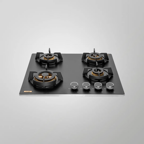 KAFF MSM 604 Full Brass 4 High Efficiency Burners with FFD Thick Premium Frosted Black Glass Built in Hob