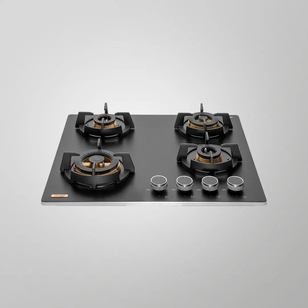 KAFF MSM 604 Full Brass 4 High Efficiency Burners with FFD Thick Premium Frosted Black Glass Built in Hob