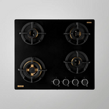 KAFF MSM 604 Full Brass 4 High Efficiency Burners with FFD Thick Premium Frosted Black Glass Built in Hob