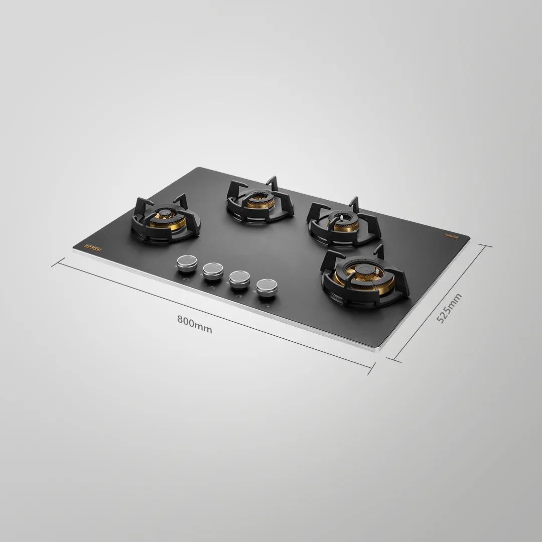 KAFF MSM 804 | Full Brass High Efficiency Burners with FFD | Ergonomic Designer Metal Knobs | Built in Hob