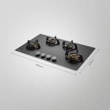 KAFF MSM 804X Full Brass High Efficiency Burners With FFD Thick Premium Frosted Black Glass Built In Hob