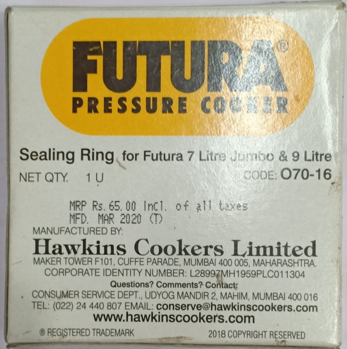 Futura Sealing Ring 7 Litre  Jumbo & 9Litre (070-16)