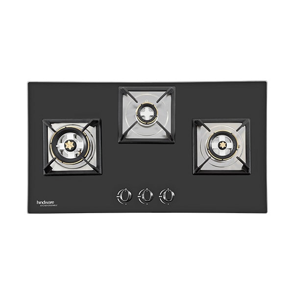 Elisa Plus 3B 78 CM Built In Hob, 3 Brass Burner, 8mm Thick Toughened Glass With Auto Ignition