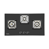 Elisa Plus 3B 78 CM Built In Hob, 3 Brass Burner, 8mm Thick Toughened Glass With Auto Ignition