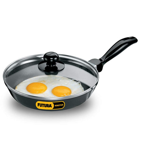 Hawkins Futura Non-Stick Frying Pan with Glass Lid, 22CM Black