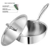 Vinod 20 cm Platinum Triply Stainless Steel Deep Frypan with Lid- PTDF20