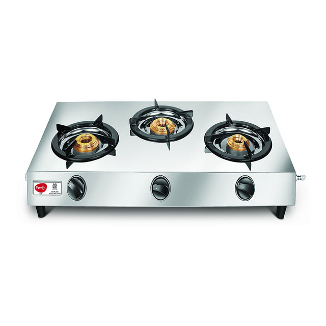 Buy Pigeon 123 Stainless Steel 3 Burner Gas Stove at the lowest price in India at Apnidukaan.com, Save UPTO 50% Off, All India Free Shipping, Click here to see all of our exclusive deals.
