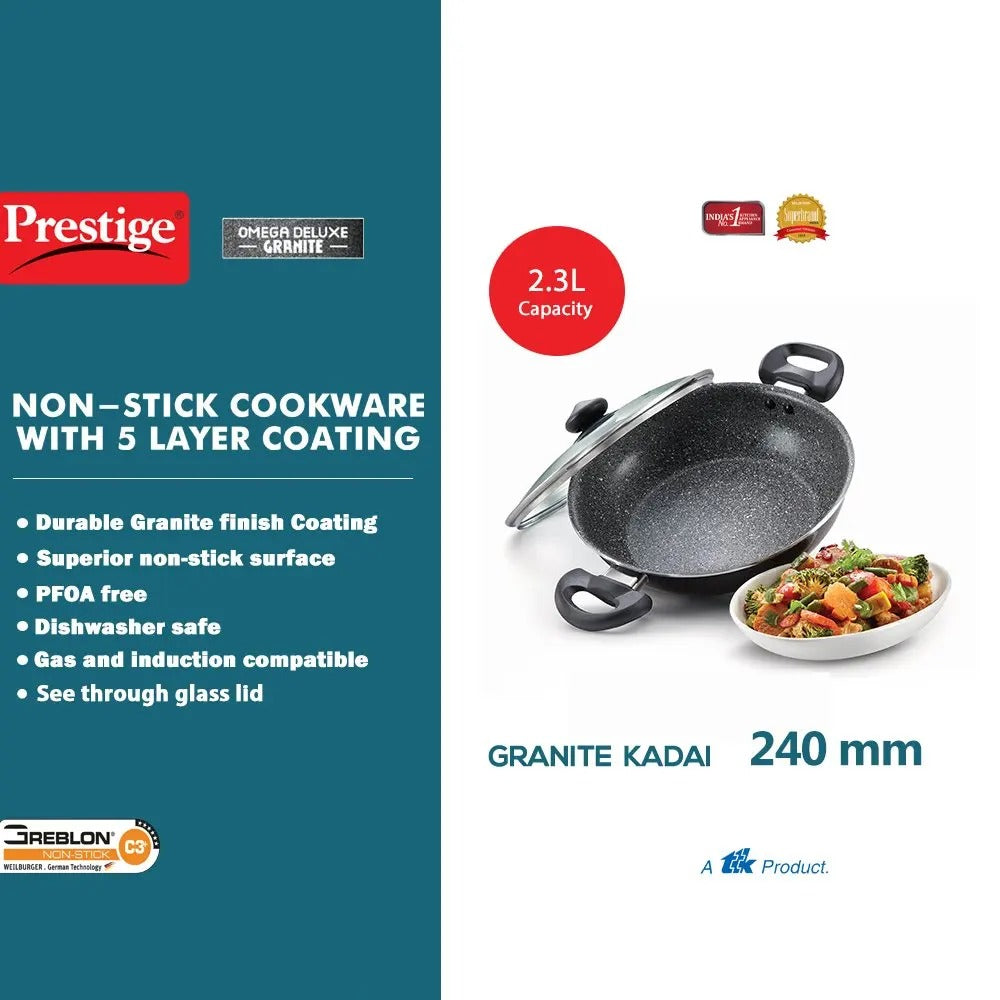 Prestige Omega Deluxe Granite Kadai 240 mm with lid