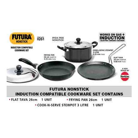 Hawkins Futura Non-Stick Cookware Set INSET1 (3-Pieces)