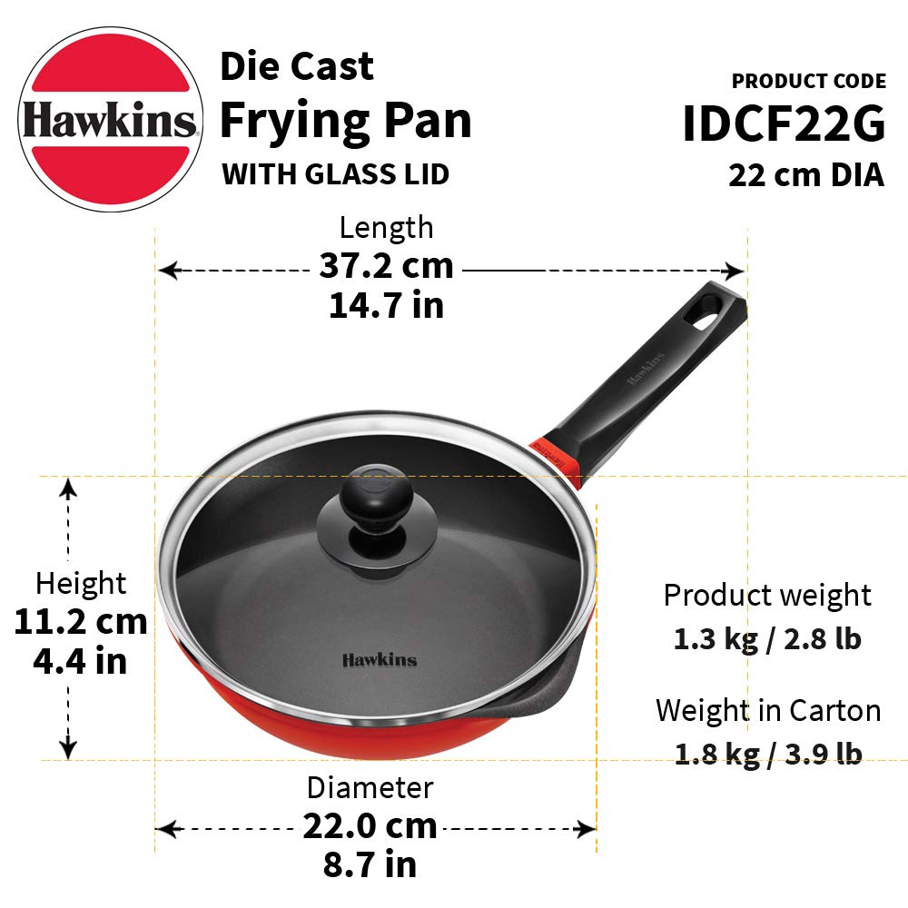 HAWKINS FRYING PAN 24 CM WITH GLASS LID (IDCF24G)