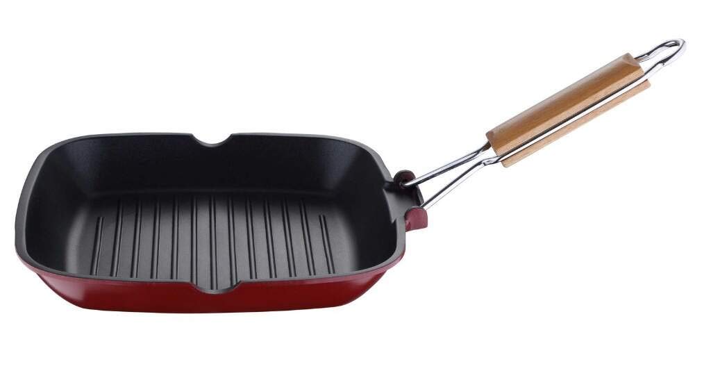 Bergner 24 cm Scarlett Die Cast Aluminium Non-Stick Grill Pan (Maroon)