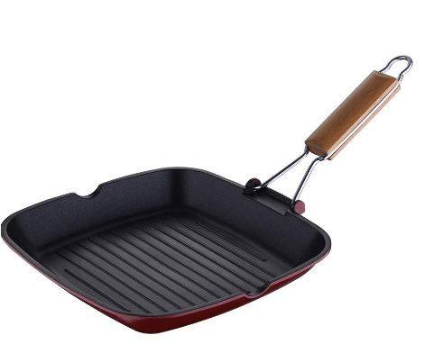 Bergner 24 cm Scarlett Die Cast Aluminium Non-Stick Grill Pan (Maroon)