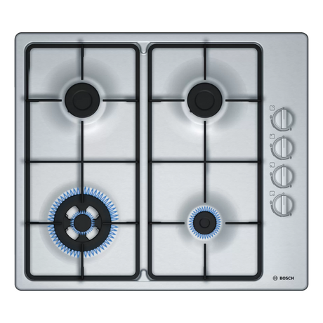 Bosch Serie 2 Gas hob, 60 cm, PBH6C5B60I, Stainless steel with 4 Burners