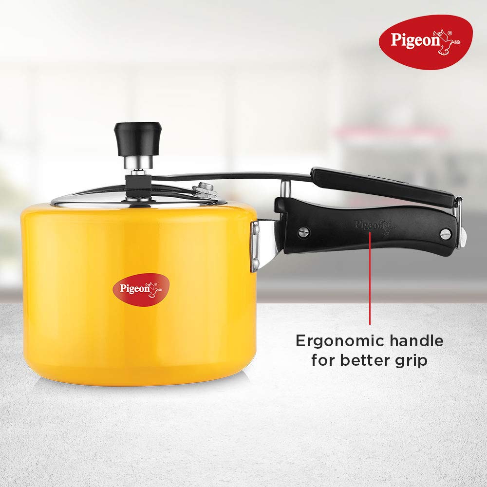 Pigeon by Stovekraft Chroma Induction Base Aluminium Pressure Cooker, 3 Litres, Yellow