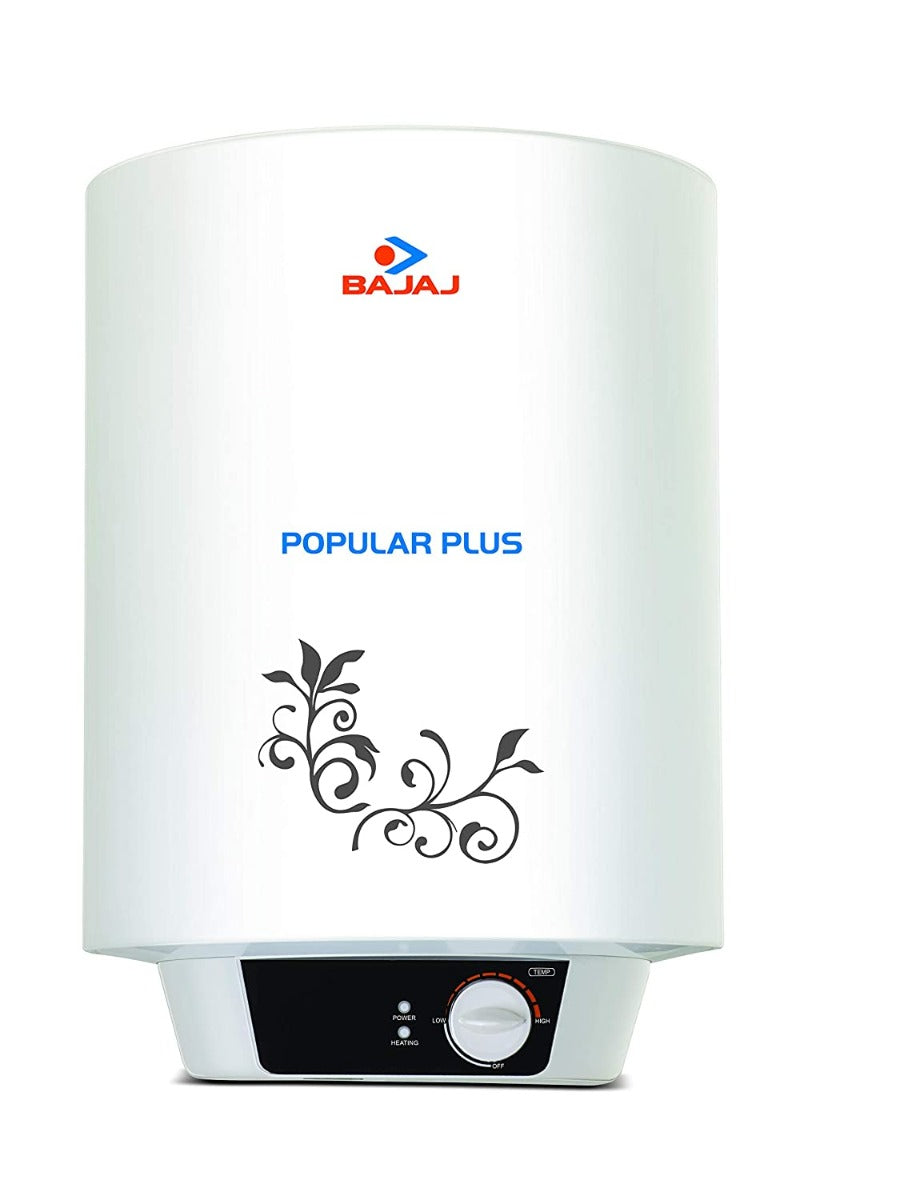 Bajaj Popular Plus Storage 15-Litre Vertical Water Heater, White, 4 Star