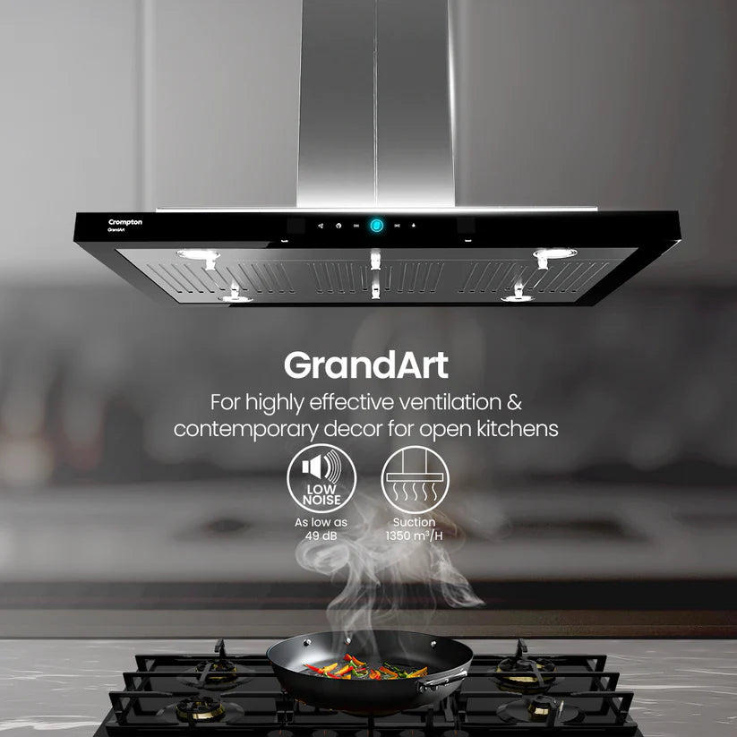 CHD-GAL90BFE-INX GrandArt 90cm Island Baffle Filter Chimney