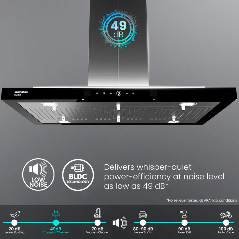 CHD-GAL90BFE-INX GrandArt 90cm Island Baffle Filter Chimney