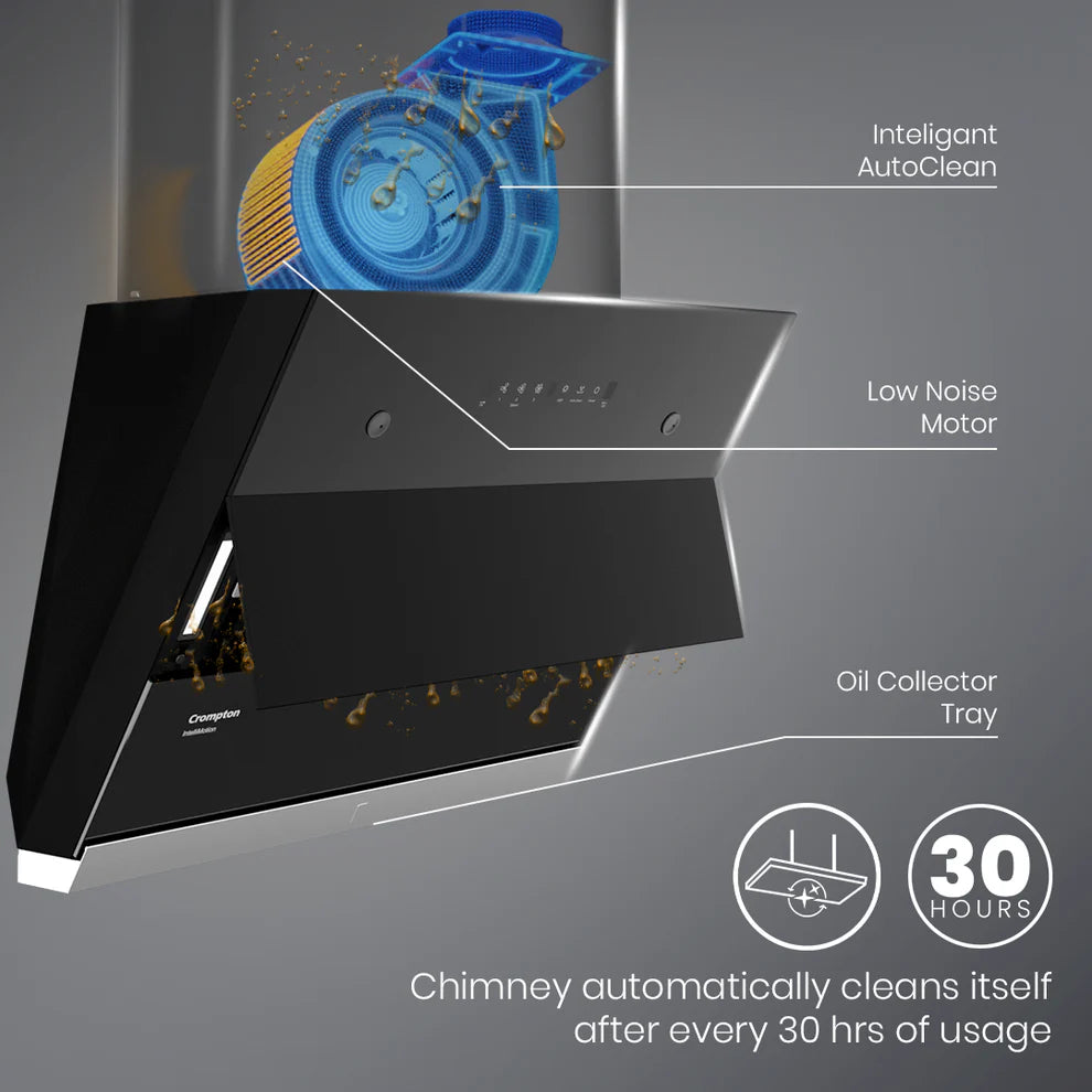 CHD-IMI60FLE-MBL-Inclined Wall Mounted Chimney IntelliMotion 60 cm