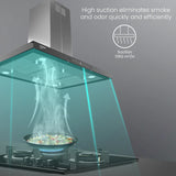 CHD-GAL90BFE-INX GrandArt 90cm Island Baffle Filter Chimney