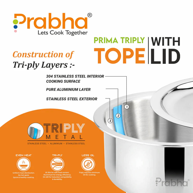 Prima Triply Tope With Lid – 4.5L, 22cm
