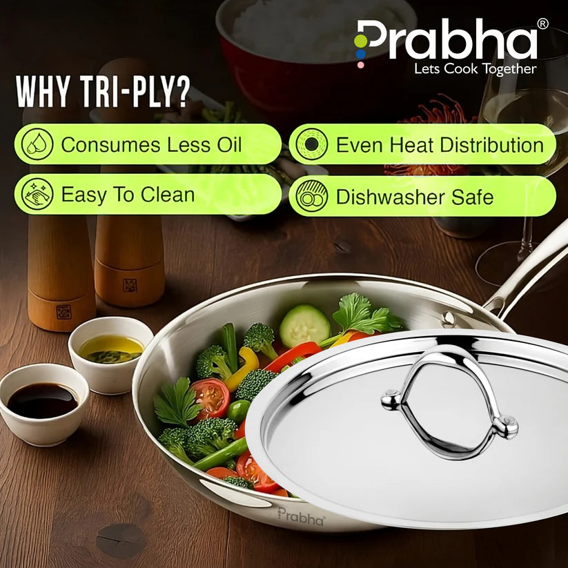 Prima Triply Frypan With Lid – 1.1L, 20cm