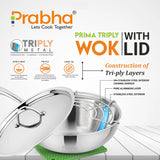 Prima Triply Wok With Lid – 5.5L, 30cm