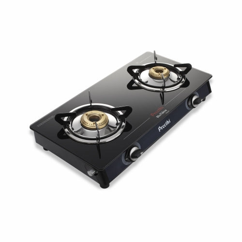 Preethi BluFlame Smart Glass Top 2 Burner Gas Stove (Black)