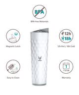 Vaya Drynk 600 ml Thermosteel Vacuum Insulated Flask, Sipper Water Bottle (Tumbler+Sipper), White